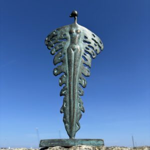 Metamorphosis Bronze Women And Leaf Sculpture AB 24 artistic bronze female torso merged with decorative pierced leaf pattern