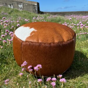 Golden Guernsey Cowhide Pouffe Interior Furnishings By Guernsey Treasures | Avant Garden Bronzes