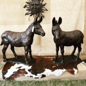 Sun Face And Donkeys Bronze Sculptures 1 | Avant Garden Bronzes