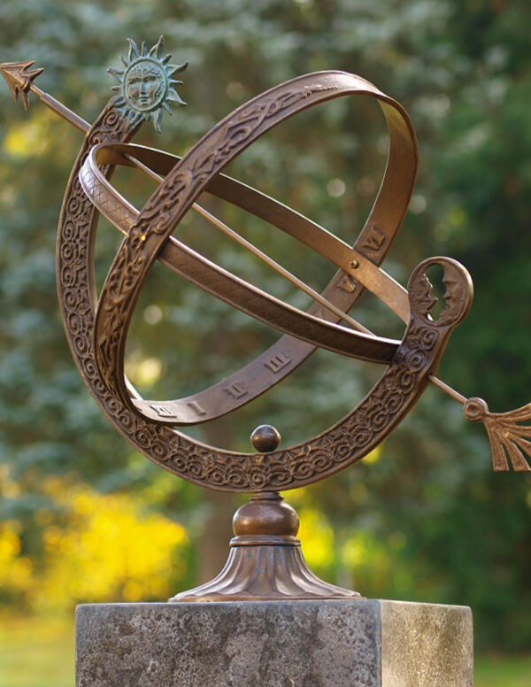 Armillary Sphere Sundial 48cm Sun & Moon Faces Bronze Sculpture AR 4 1 | Avant Garden Bronzes