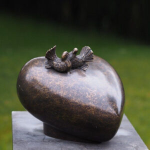 MESU 35 Solid Bronze Cremation Memorial Urn Heart Doves Of Peace 1 | Avant Garden