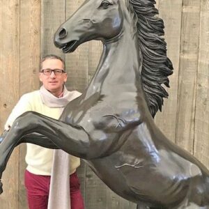 HO 22 Solid Bronze Rearing Horse Sculpture 2 | Avant Garden Bronzes