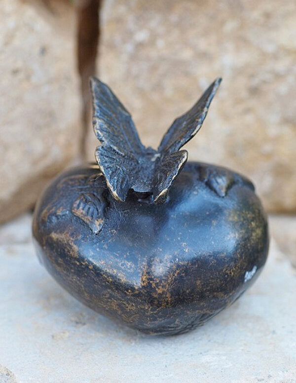 MESU 24 Urn Memorial Cremation Butterfly Mini Heart Solid Bronze Sculpture 1 | Avant Garden