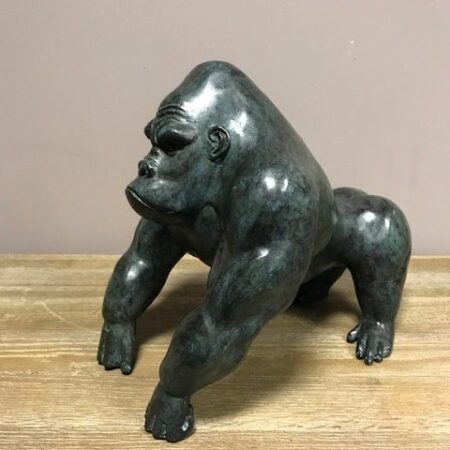 Gorilla Modern Black Small Solid Bronze Sculpture 2 | Avant Garden Bronzes