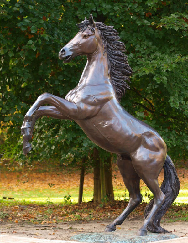 HO 22 Solid Bronze Rearing Horse Sculpture 1 | Avant Garden Bronzes