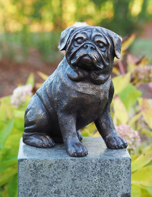 DO 12 Solid Bronze Pug Dog Sculpture Garden Ornament 1 | Avant Garden