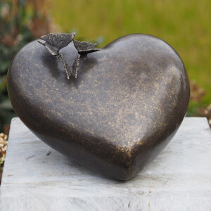 MESU 34 Cremation Urn Memorial Heart Butterflies Solid Bronze 1 | Avant Garden