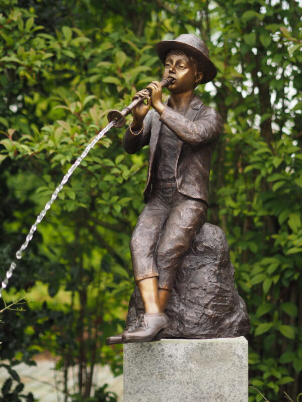 Solid Bronze Fountain Boy Pipe Player 1 | Avant Garden
