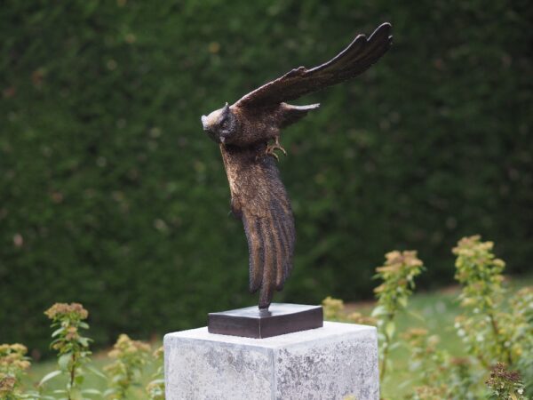 Owl In Flight Hunting Solid Bronze Sculpture 10 | Avant Garden Bronzes