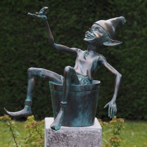 Goblin in a Bucket Solid Bronze S Fountain Water Feature 1 | Avant Garden Bronzes