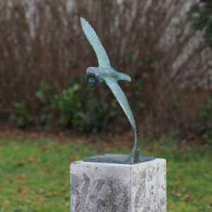 Owl Gliding In Flight Verdigris Solid Bronze Sculpture 1 | Avant Garden