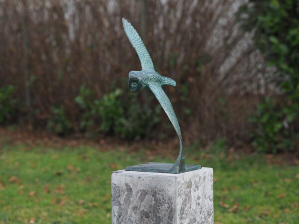 Bronze Bird Owl Gliding In Flight Verdigris Sculpture BI 93 1 | Avant Garden