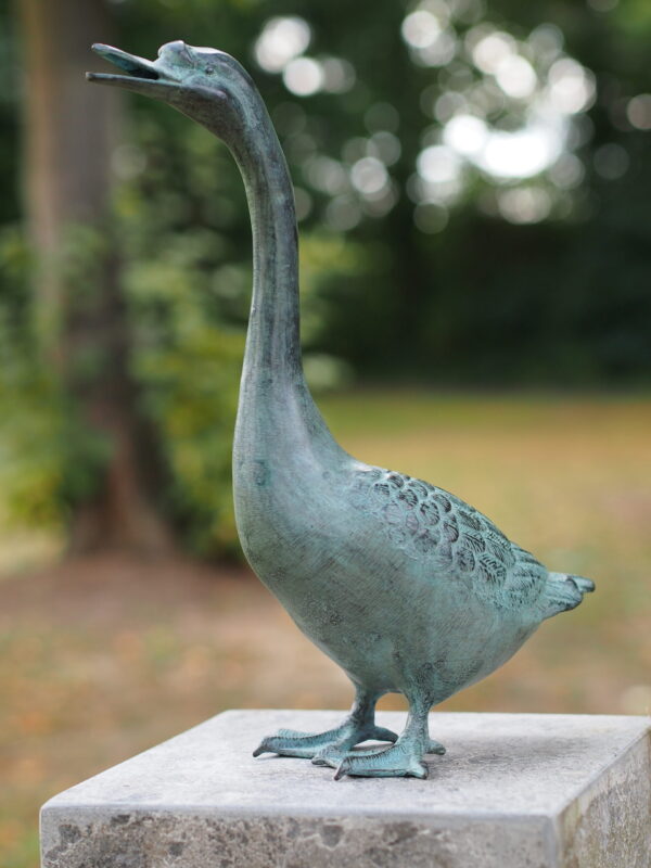 Solid Bronze Goose Standing Verdigris 1 | Avant Garden