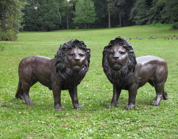 Solid Bronze Lion Sculptures (Pair) 1 | Avant Garden
