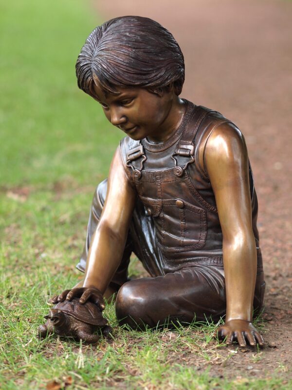 Solid Bronze Tortoise Boy Fountain Sculpture 1 | Avant Garden