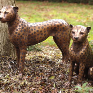 Solid Bronze Cheetah Cubs Pair Sculpture 1 | Avant Garden