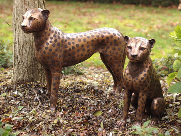 Solid Bronze Cheetah Cubs Pair Sculpture 1 | Avant Garden