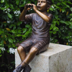 Solid Bronze Boy Fountain Playing Flute Sculpture 1 | Avant Garden