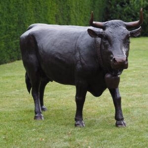Solid Bronze Swiss Cow Sculpture 1 | Avant Garden