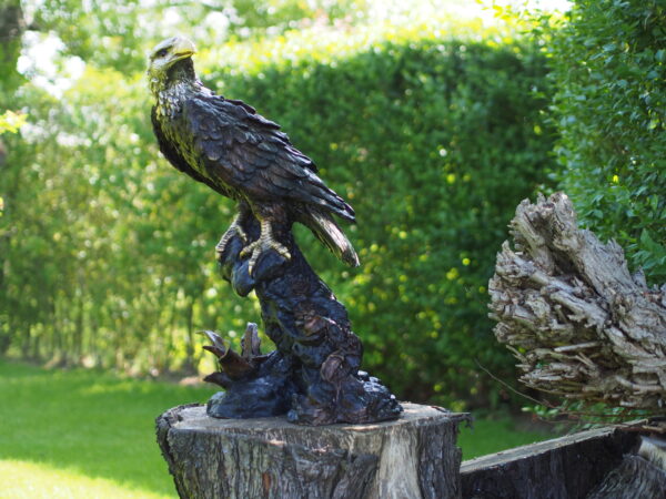 Eagle Perched Solid Bronze Sculpture 1 Avant Garden