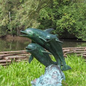 Bronze Dolphin Trio Fountain Fish Sculpture Water Feature FO 10 1 | Avant Garden Bronzes