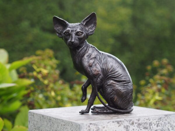 Sphynx Cat Sitting Solid Bronze Sculpture CA 20 1 | Avant Garden