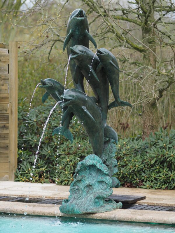 Bronze Dolphins Dancing Fountain Sculpture Water Feature FO 13 1 | Avant Garden Bronzes
