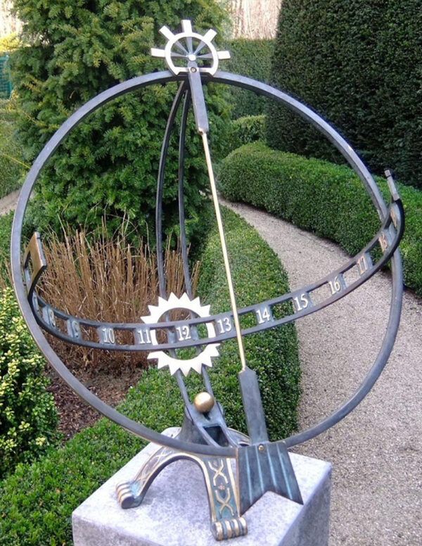 AR 9 Armillary Sphere Sundial 68cm Bronze Sculpture 1 | Avant Garden Bronzes