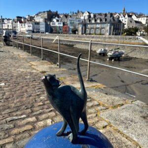 solid bronze sculpture sleek cat elegant feline ornament verdigris patina for home or garden display