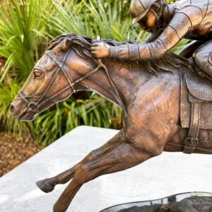 Racehorse and Jockey Bronze Sculpture on marble base 3 | Avant Garden Bronzes