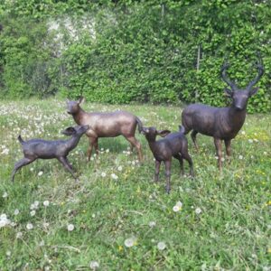Solid Bronze Deer Family Stag Doe & Fawns 1 | Avant Garden