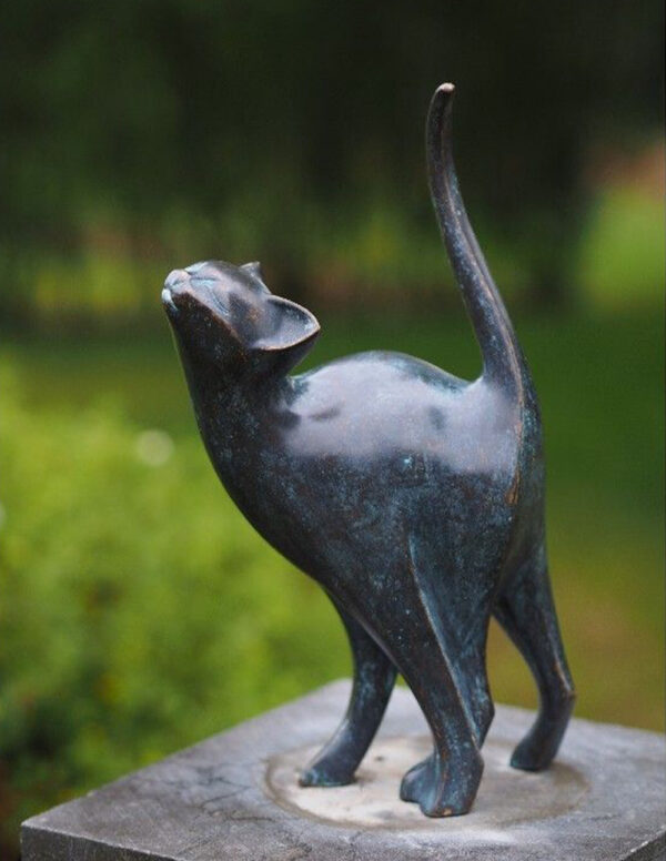 CA 19 Fine Cast Bronze Sculpture Sleek Stretching Cat 1 | Avant Garden