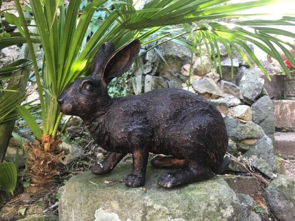 Rabbit Bright Eyes Bronze Sculpture Lifestyle 1 | Avant Garden Bronzes