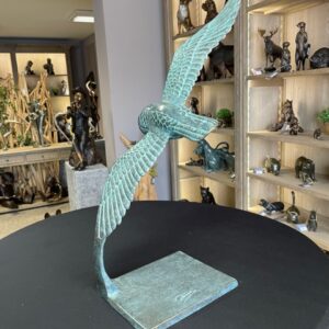 Owl Gliding In Flight Verdigris Solid Bronze Sculpture 4 | Avant Garden