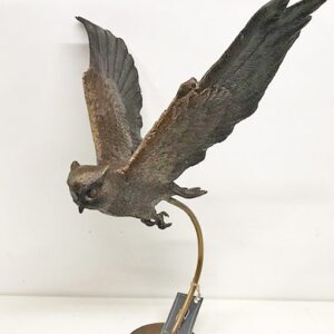 Bronze Sculpture Owl Flying Wingspread 5 | Avant Garden