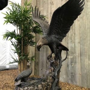 Solid Bronze Eagle Mother With Chick Sculpture 1 | Avant Garden