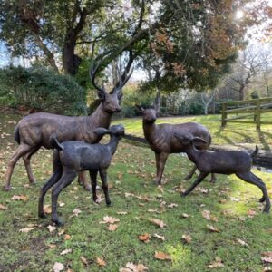 Stag, Doe & Fawns Bronze Sculptures Lifestyle 2 | Avant Garden Bronzes