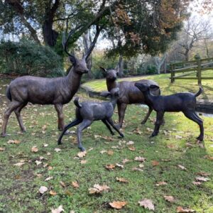 Stag, Doe & Fawns Bronze Sculptures Lifestyle 3 | Avant Garden Bronzes