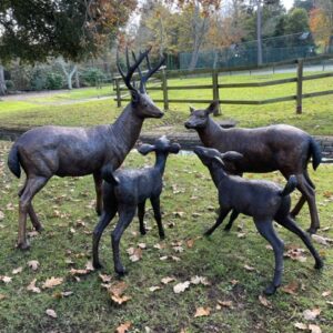 Stag, Doe & Fawns Bronze Sculptures Lifestyle 4 | Avant Garden Bronzes
