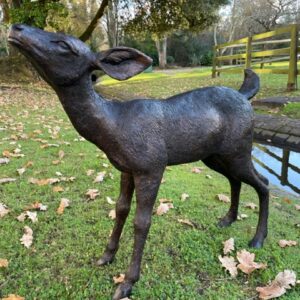 Fawn Deer Upright Legs Bronze Sculpture 1 | Avant Garden Bronzes