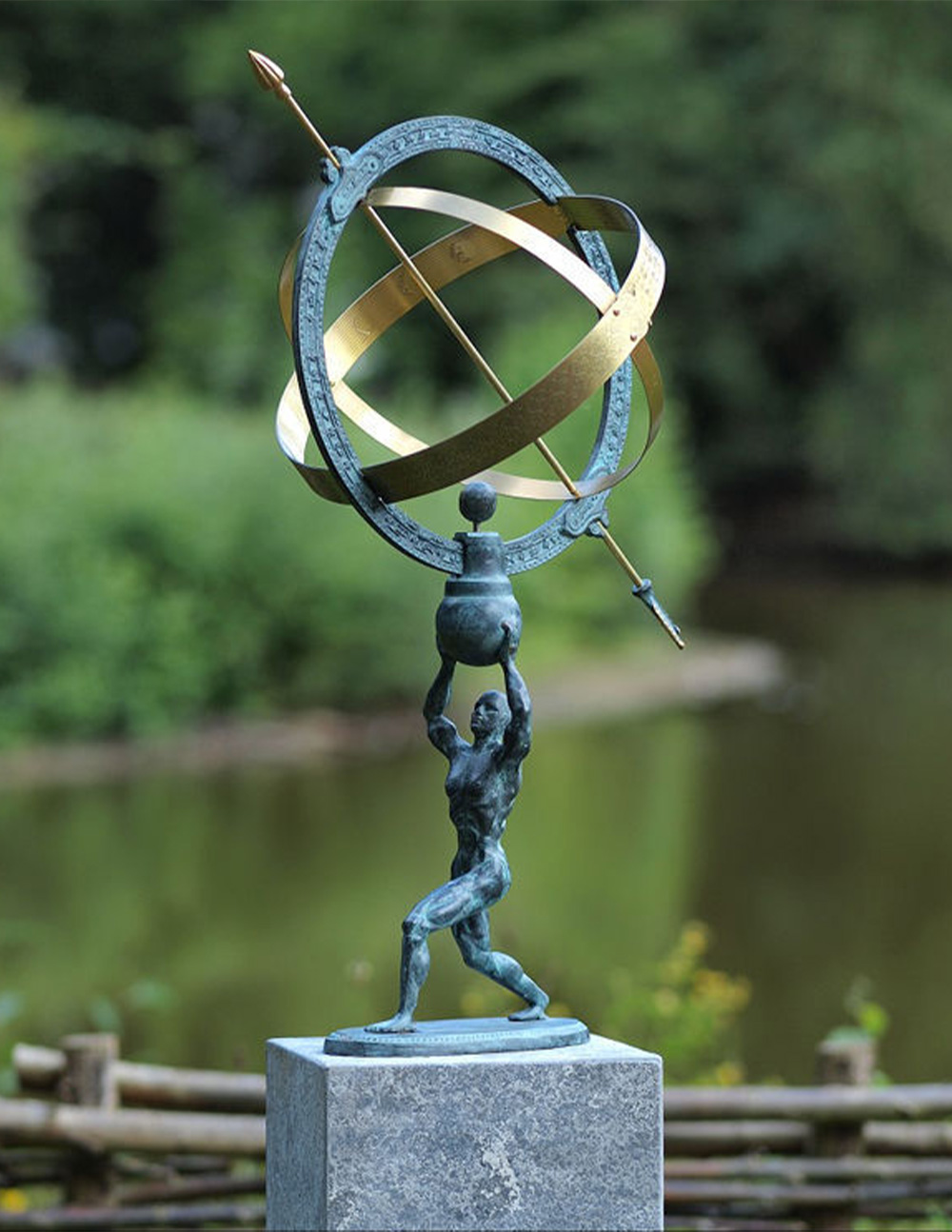 AR 10 Armillary Sphere Sundial Atlas 73cm Bronze Sculpture 1 | Avant Garden Bronzes
