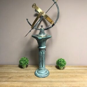 AR6 Armillary Sphere Sundial Bronze Sculpture & Bronze Pedestal 1 | Avant Garden Bronzes