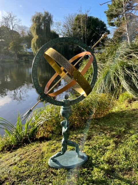 Armillary Sphere Sundial Atlas 73cm Bronze Garden Art Sculpture AR 10 3 | Avant Garden Bronzes