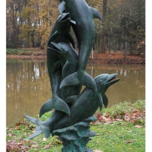 Solid Bronze Dolphind Pod Fountain Sculpture 1 | Avant Garden