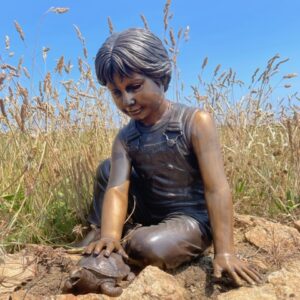 Boy & Tortoise Bronze Fountain Garden Water Feature Sculpture FO 7 2 | Avant Garden Bronzes