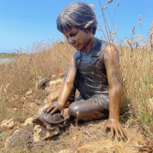 Boy & Tortoise Bronze Fountain Garden Water Feature Sculpture FO 7 6 | Avant Garden Bronzes