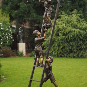3 Boys On Ladder Fountain Bronze Water Feature Sculpture FIBO 22 1 | Avant Garden Bronzes