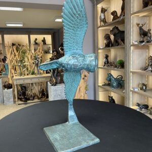 Bronze Bird Owl Gliding In Flight Verdigris Sculpture BI 93 3 | Avant Garden