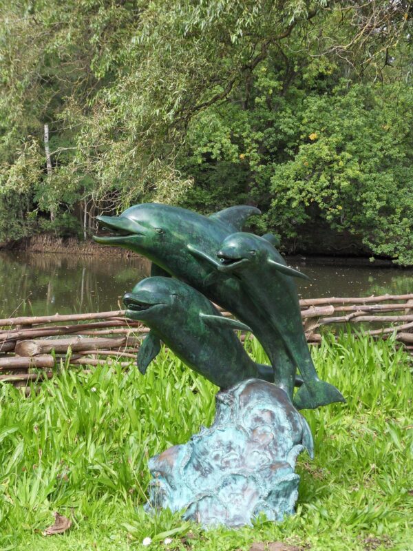Bronze Dolphin Trio Fountain Fish Sculpture Water Feature FO 10 1 | Avant Garden Bronzes