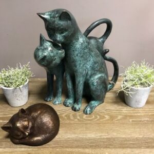 CA 15 Fine Cast Bronze Sculpture Cuddling Cats Two's Company